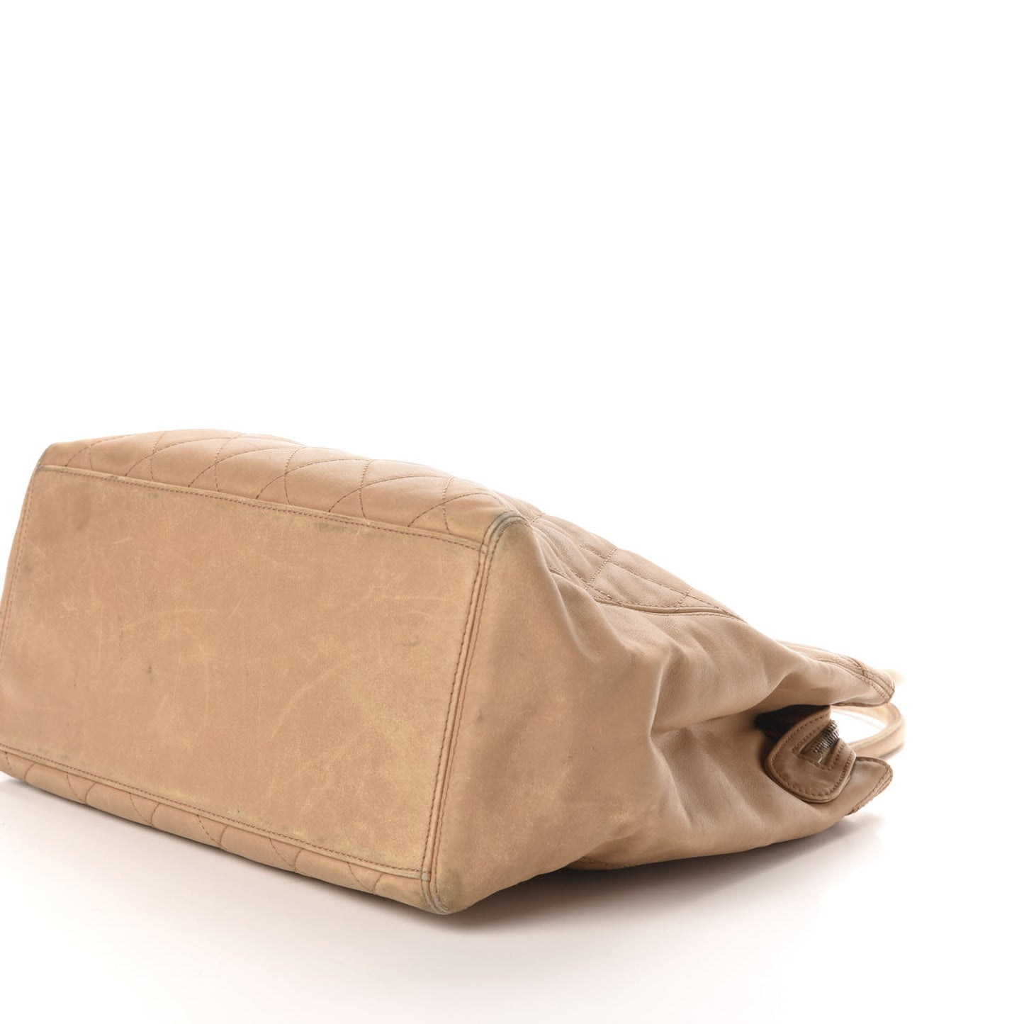 Calfskin Quilted CC Shopping Tote Beige