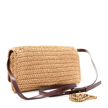 Saint Laurent Raffia Monogram Tassel Kate 99 Dark Nude 3 of 10