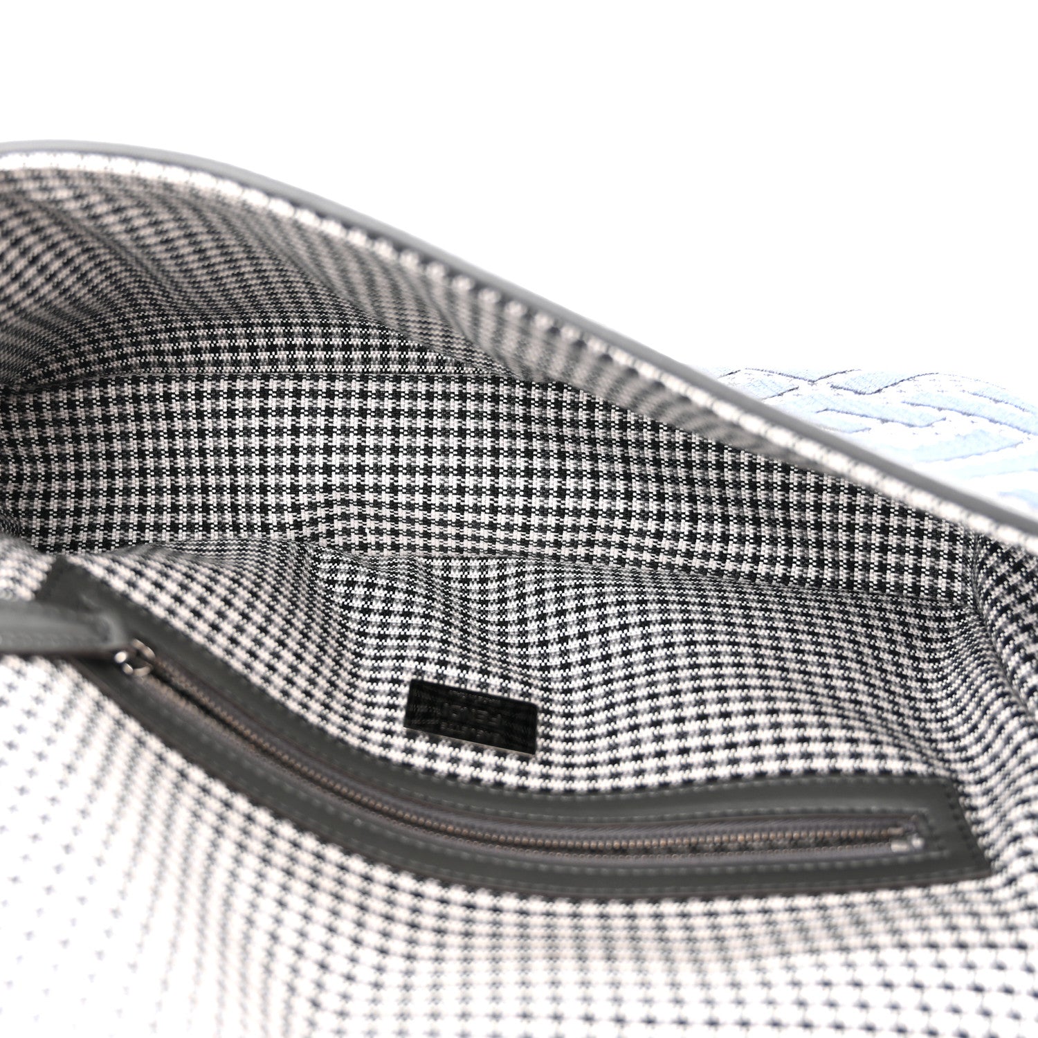 Fendi Wool Vitello King Houndstooth FF Embroidered Baguette Grigio Anthracite 5 of 10