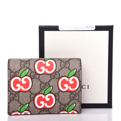 Gucci GG Supreme Monogram Apple Card Case Wallet Beige Multicolor Lobster Red 8 of 8