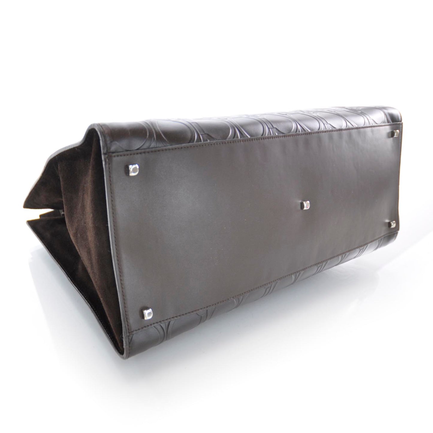 SALVATOREFERRAGAMOGanciniEmbossedSatchelBrown