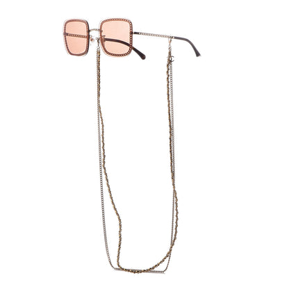 Chanel Metal Removable Chain Square Sunglasses 4244 Light Brown 1 of 7