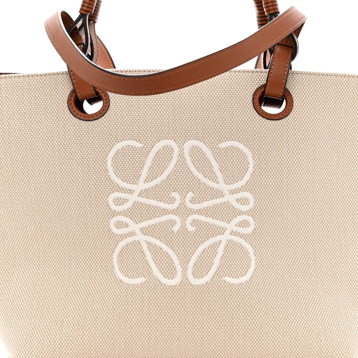 Loewe Canvas Calfskin Small Anagram Tote Ecru Tan 7 of 9