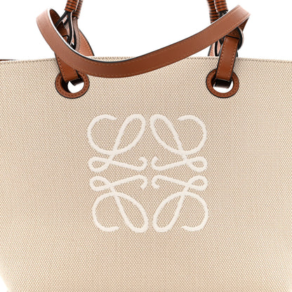 Loewe Canvas Calfskin Small Anagram Tote Ecru Tan 7 of 9