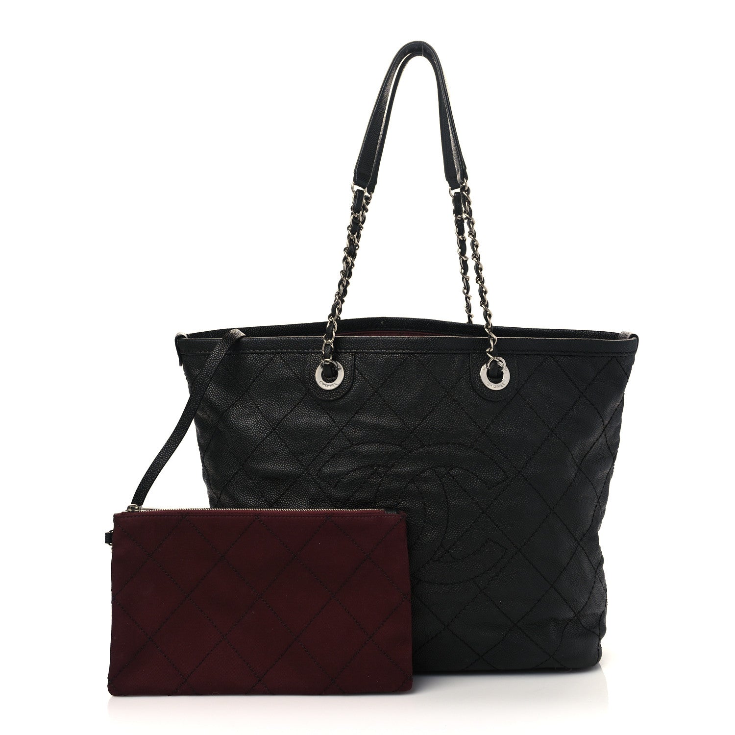 Chanel Grained Calfskin Quilted Small Daily Shopping Tote Black 1 of 8