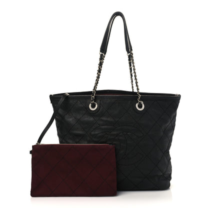 Chanel Grained Calfskin Quilted Small Daily Shopping Tote Black 1 of 8