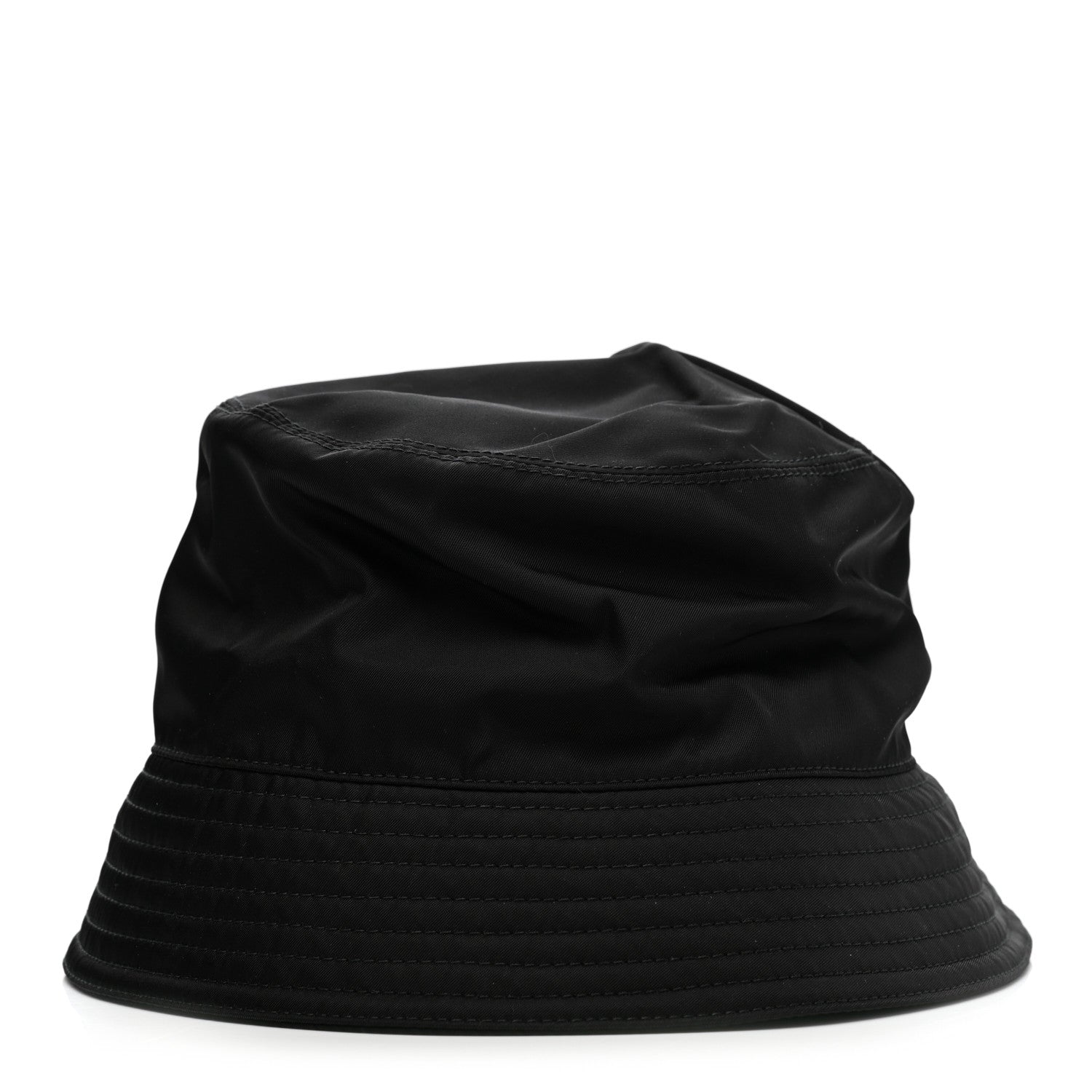 Prada Re-Nylon Metal Triangle Logo Womens Bucket Hat M Black 1 of 8