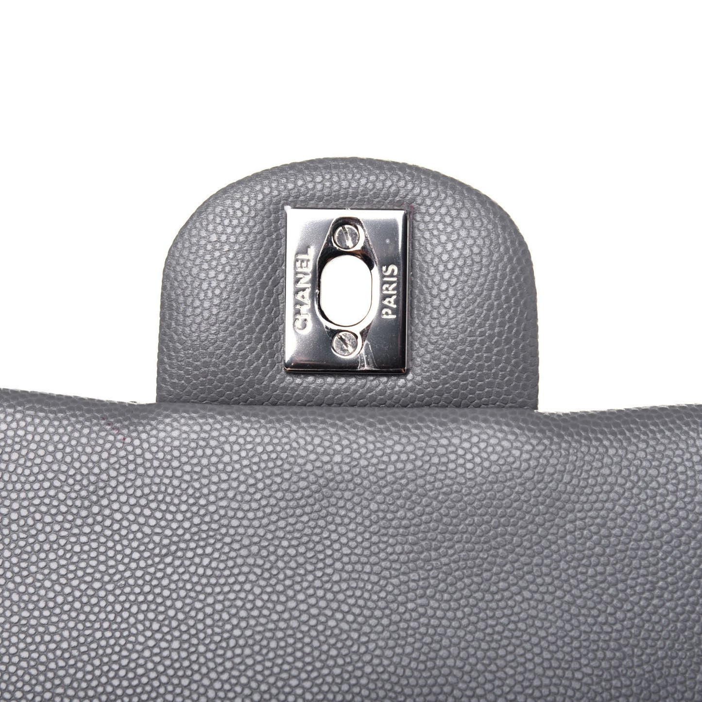 Caviar Quilted Mini Rectangular Flap Grey