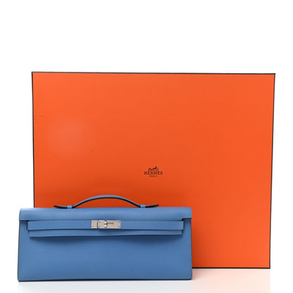 Hermes Swift Kelly Cut Clutch Pochette Bleu Paradis 9 of 9