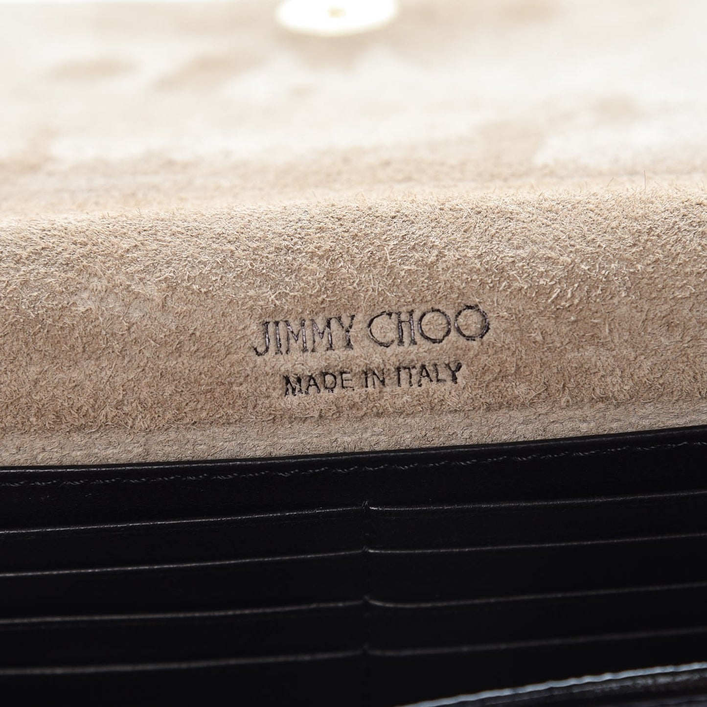 Lambskin Logo Emossed Wallet On Chain Black