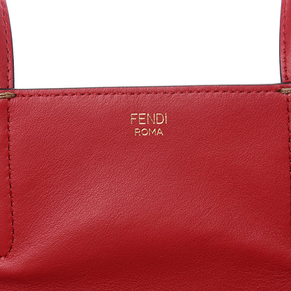 Fendi Vitello Grace Bi-Color FF 1974 Embossed Flip Tote Fragola Maya Black 7 of 10