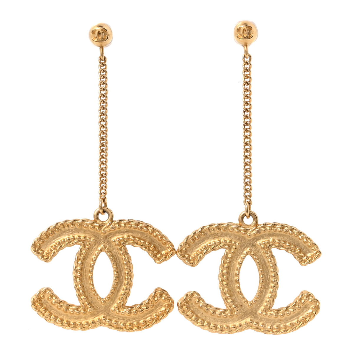 CC Drop Earrings Matte Gold