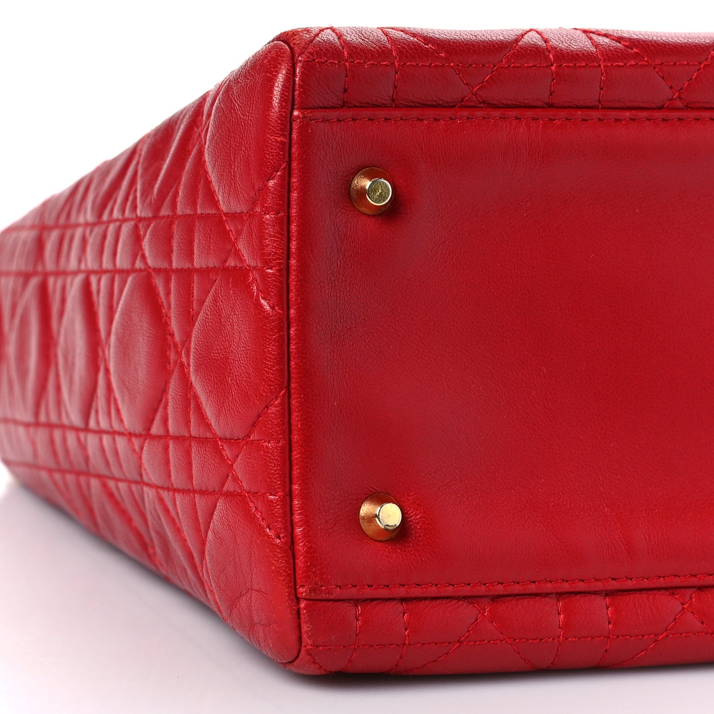 Lambskin Cannage Medium Lady Dior Red