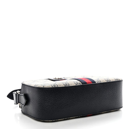 Gucci GG Supreme Monogram Textured Dollar Calfskin Web Small Ophidia Camera Bag Beige Blue 4 of 13