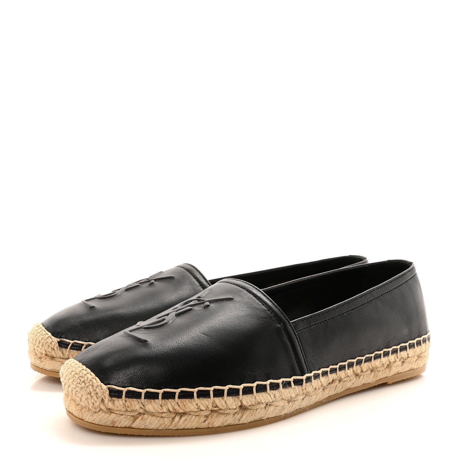 Saint Laurent Lambskin Monogram Espadrilles 37.5 Black 4 of 9