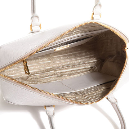Prada Saffiano Lux Bowler Talco White 5 of 9
