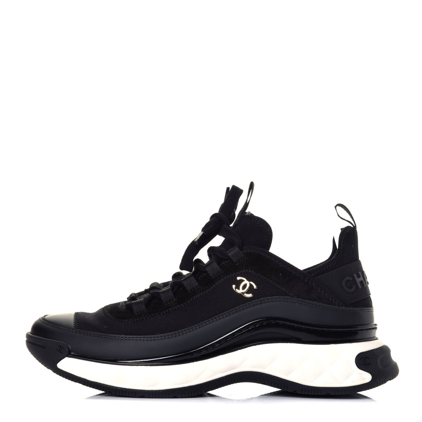 Velvet Calfskin Mixed Fibers CC Sneakers 41 Black