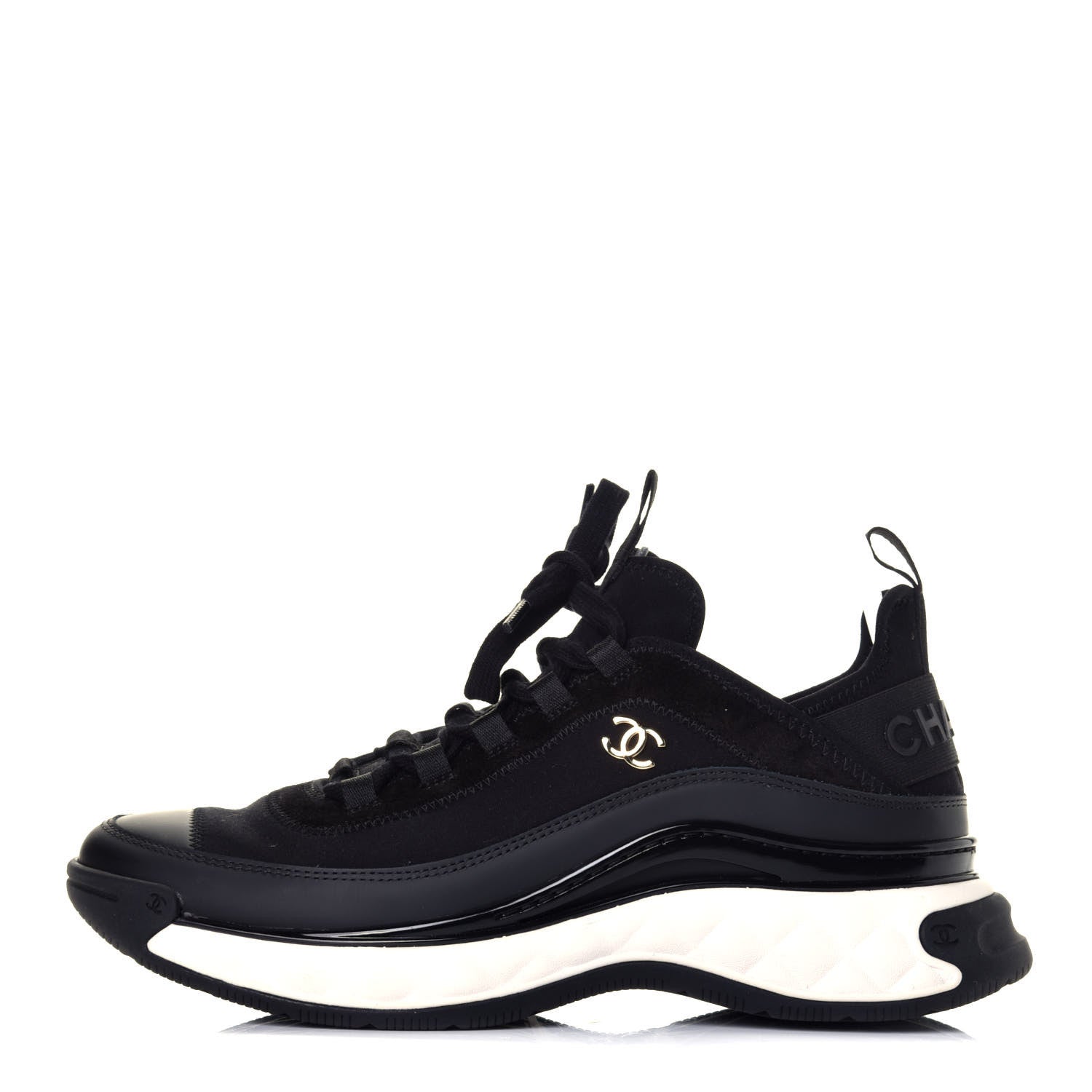 Chanel Velvet Calfskin Mixed Fibers CC Sneakers 41 Black 1 of 10