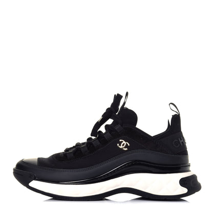 Chanel Velvet Calfskin Mixed Fibers CC Sneakers 41 Black 1 of 10