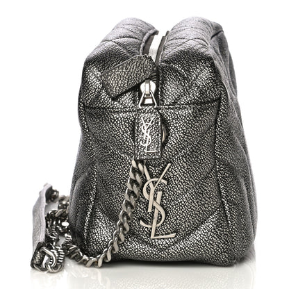 Saint Laurent Metallic Grain De Poudre Y Quilted Monogram Small Loulou Bowling Bag Gun Metal 12 of 16