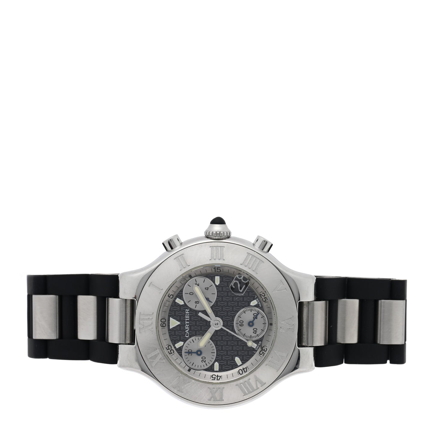 Stainless Steel Rubber 38mm Must 21 Chronoscaph Quartz Watch Black