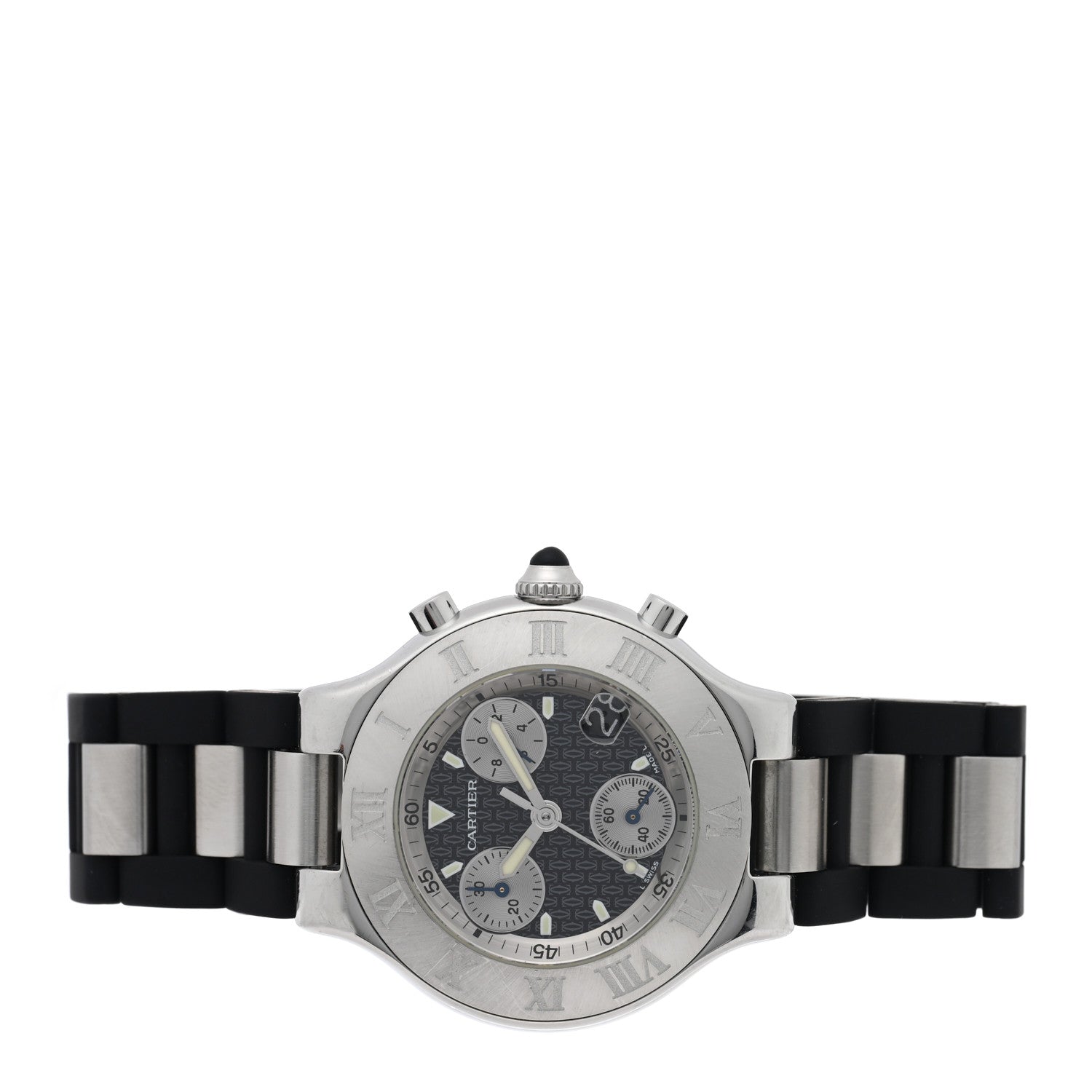 Cartier Stainless Steel Rubber 38mm Must 21 Chronoscaph Quartz Watch Black 2 of 4