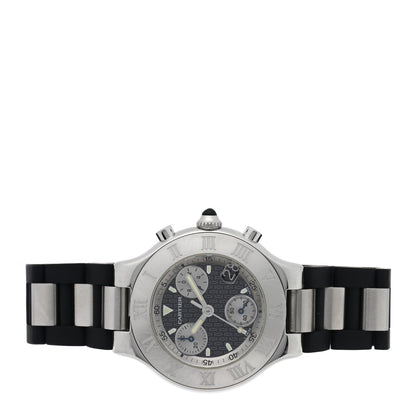 Cartier Stainless Steel Rubber 38mm Must 21 Chronoscaph Quartz Watch Black 2 of 4