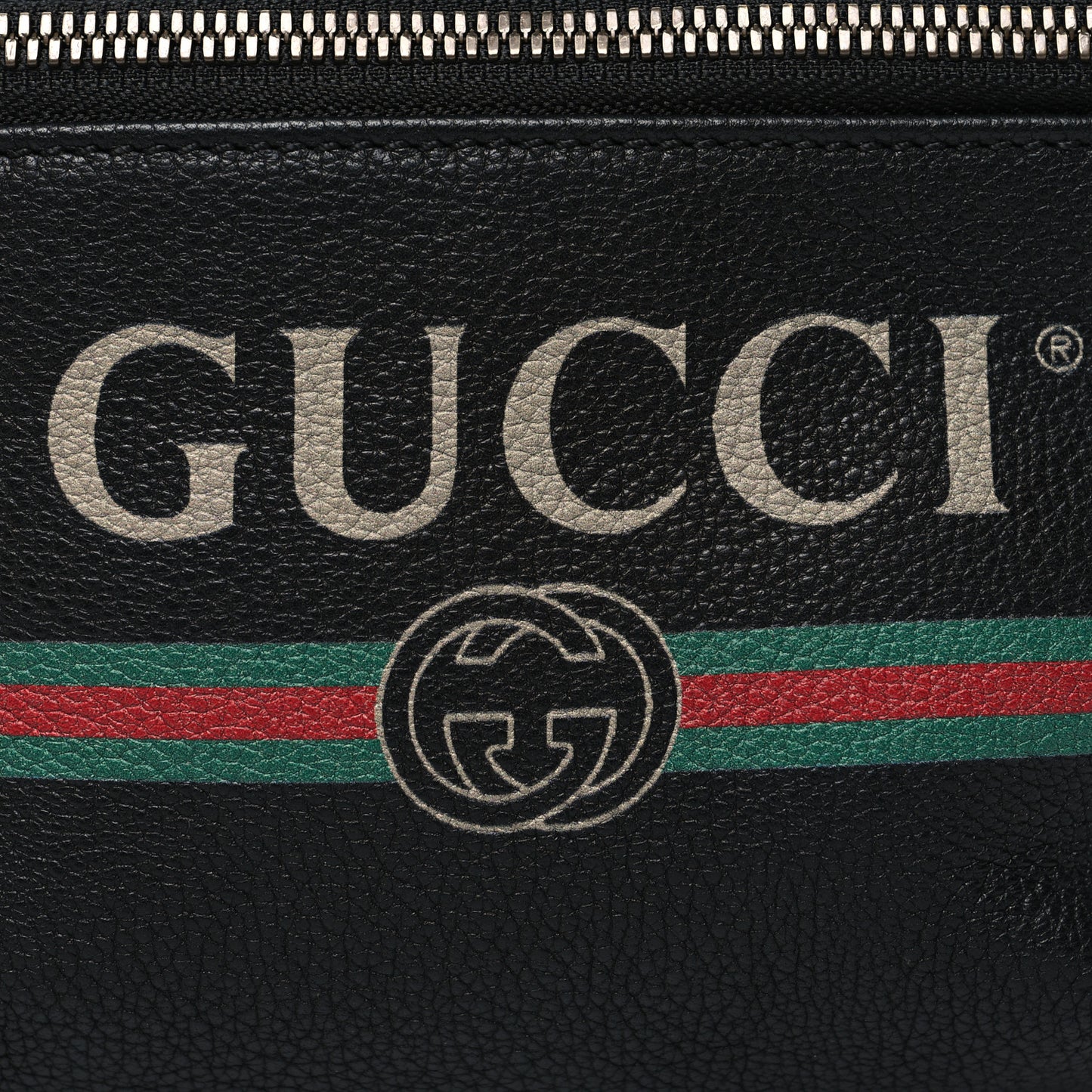 Grained Calfskin Small Logo Belt Bag Black