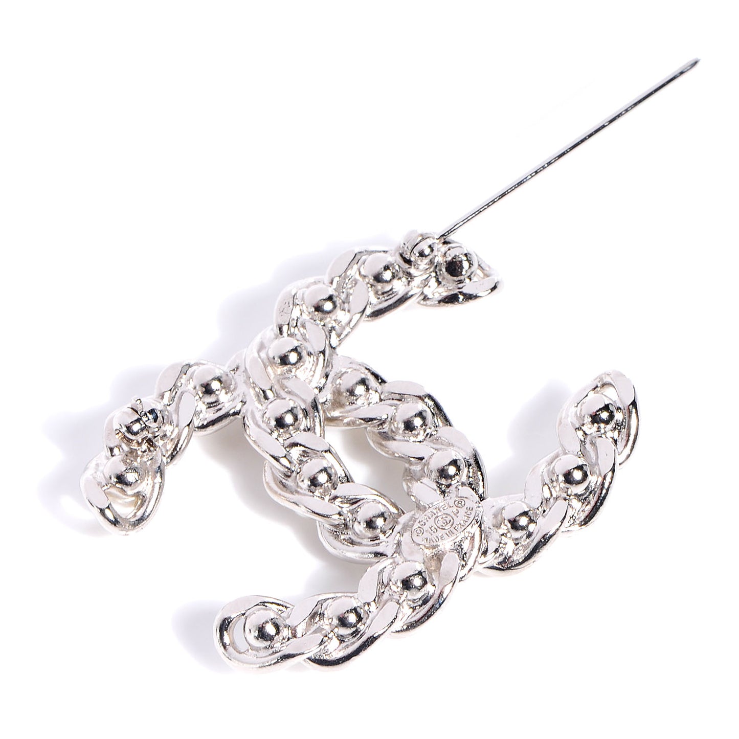 CC Pearl Brooch Pin Silver