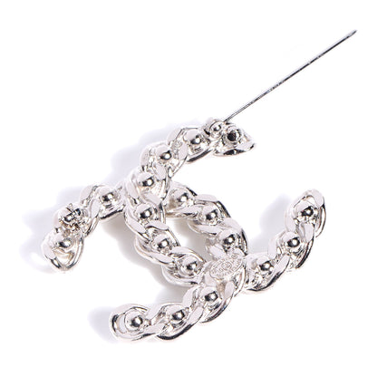 Chanel CC Pearl Brooch Pin Silver 3 of 5