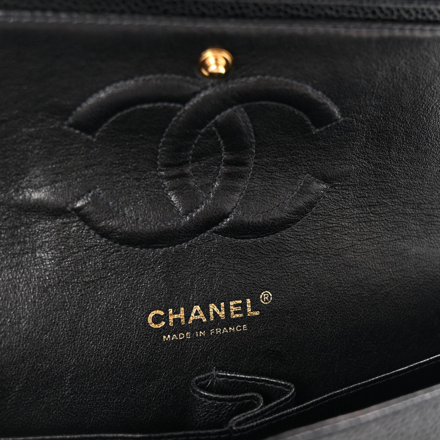 Caviar Quilted Medium Double Flap Black