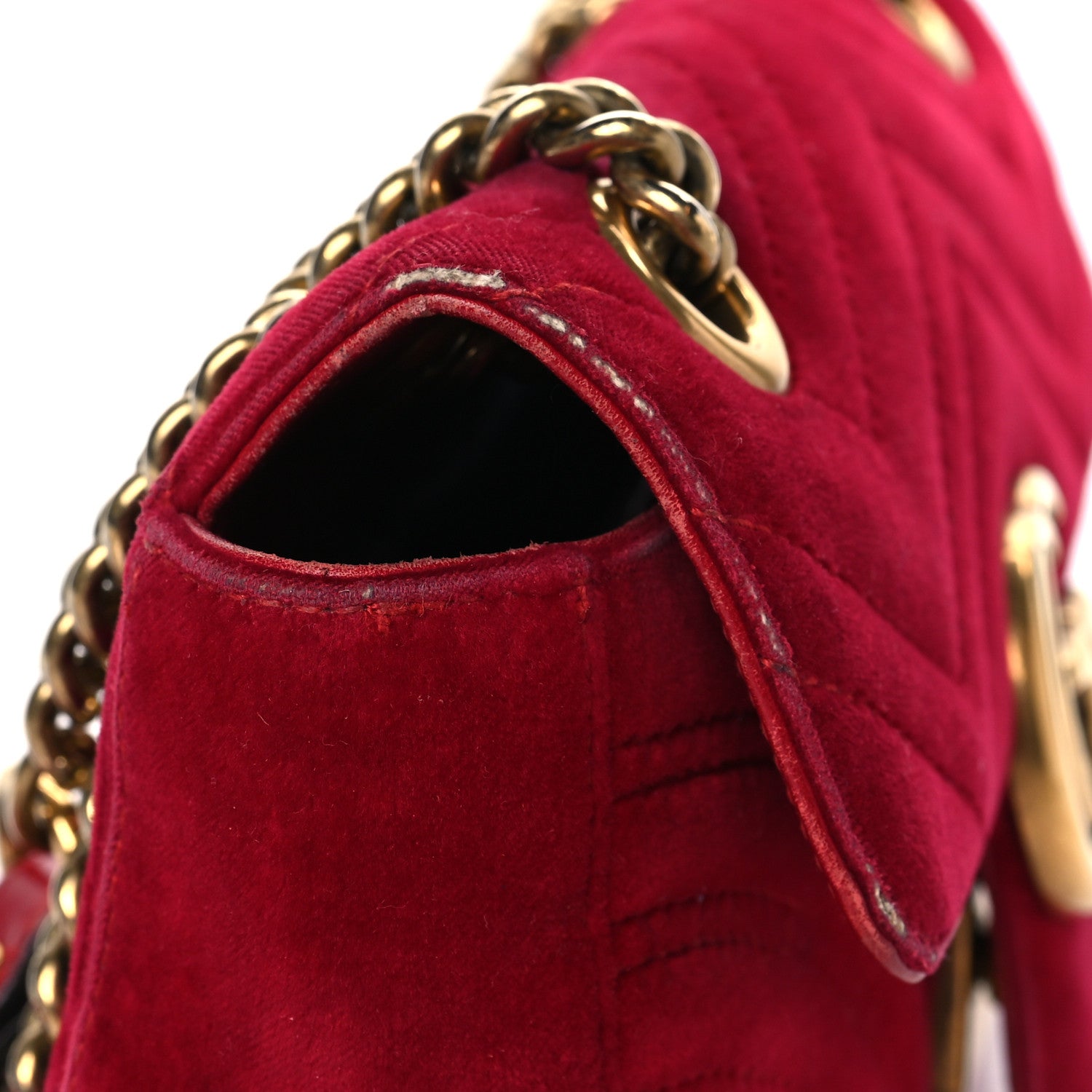 Gucci Velvet Matelasse Mini GG Marmont Shoulder Bag Hibiscus Red 15 of 17