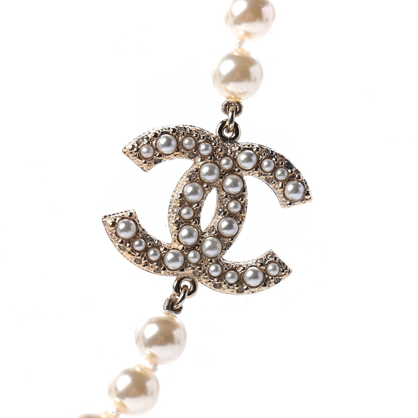 Pearl CC 100th Anniversary Necklace Light Gold