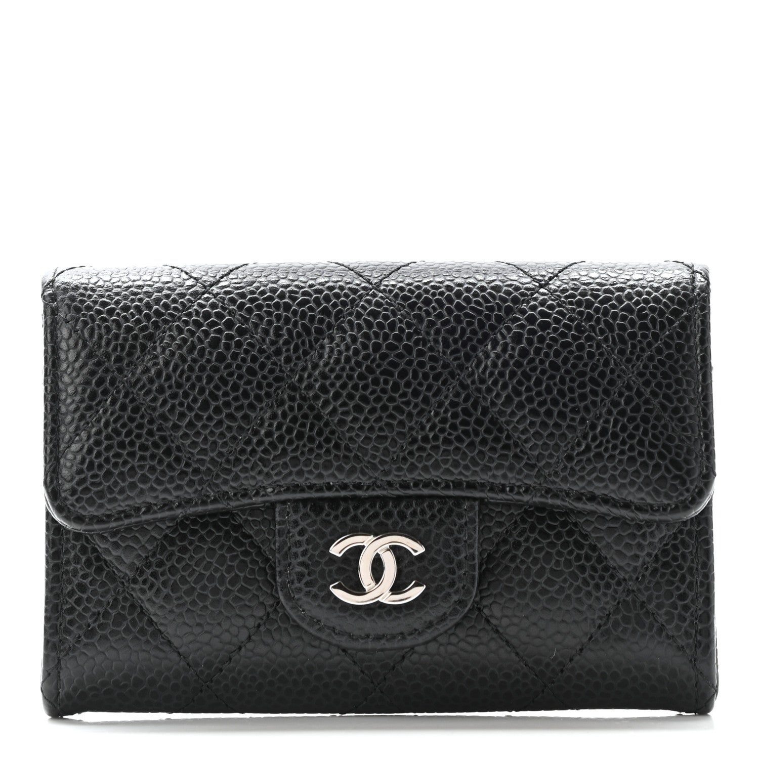 Chanel Caviar Quilted Flap Card Holder Wallet Black 1 of 7