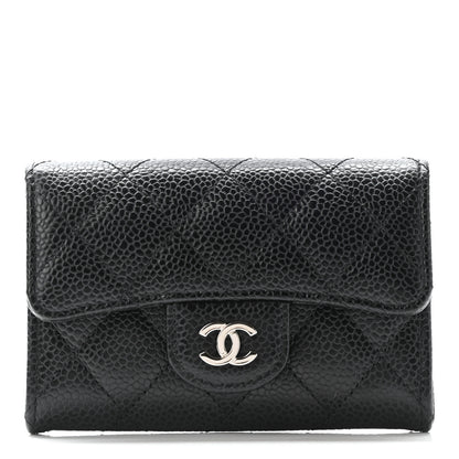 Chanel Caviar Quilted Flap Card Holder Wallet Black 1 of 7
