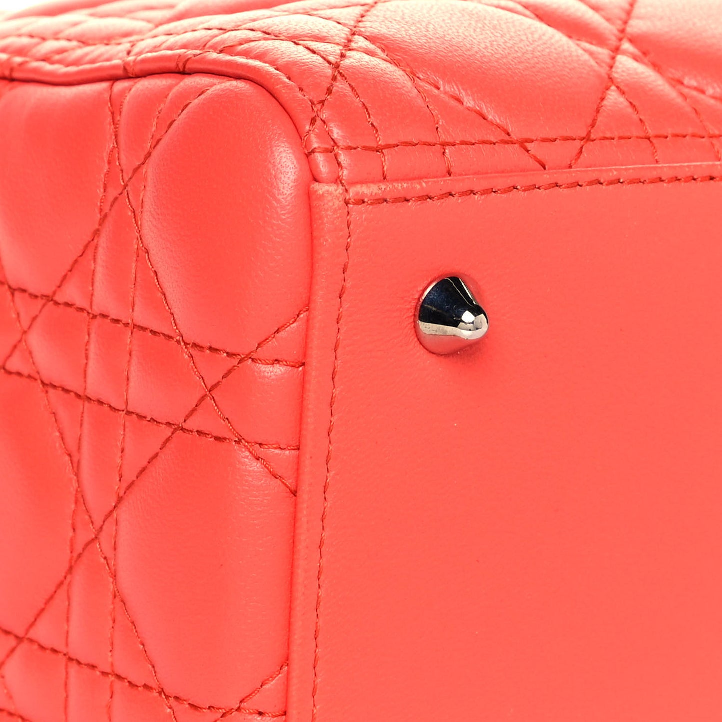 Lambskin Cannage Medium Lady Dior Coral