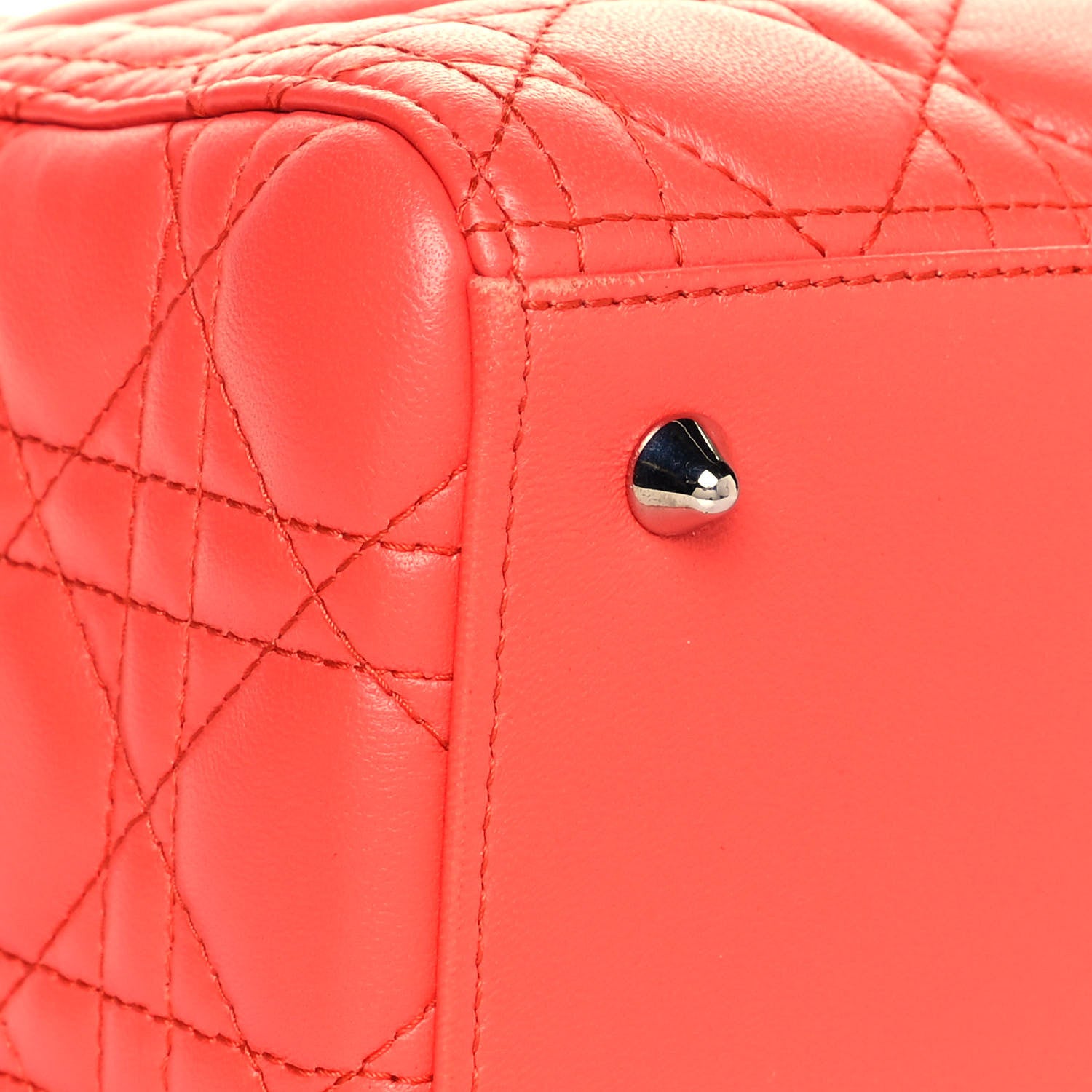 Christian Dior Lambskin Cannage Medium Lady Dior Coral 10 of 11