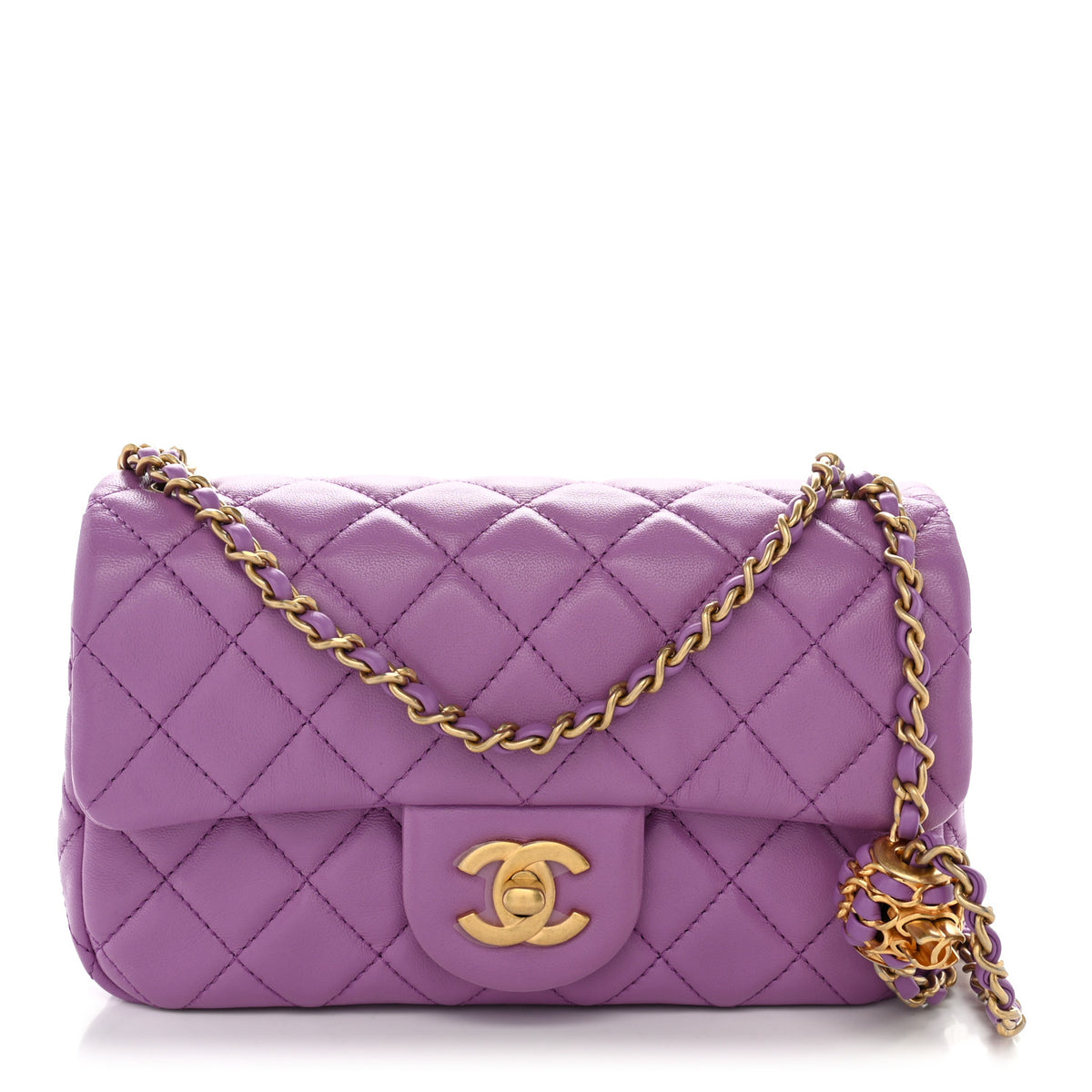 Chanel Lambskin Quilted Mini Rectangular Pearl Crush Flap Purple 1 of 11