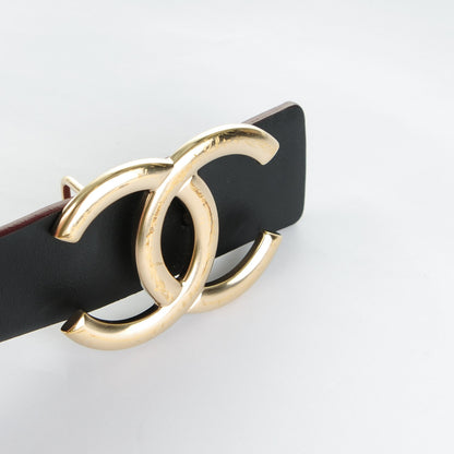 Chanel Calfskin CC Reversible Skinny Belt 85 34 Black Burgundy 5 of 6