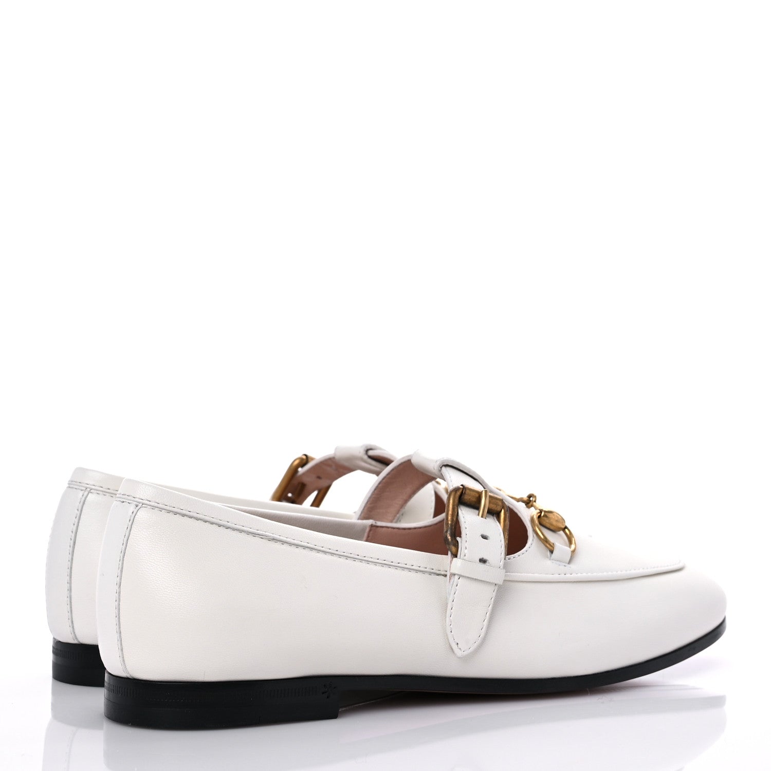 Gucci Malaga Kid Womens Horsebit Buckle Strap Loafers 35.5 Dusty White 4 of 8