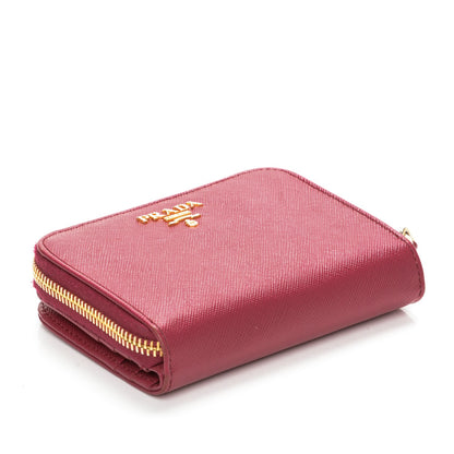 Prada Saffiano Metal Compact Zip Around Wallet Ibisco 4 of 11