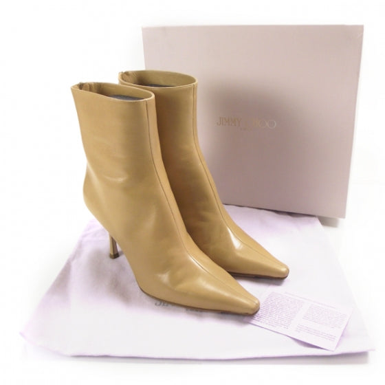 Leather Ankle Boots 38 Beige