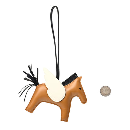 Hermes Milo Lambskin Grigri Rodeo Pegase Horse Bag Charm MM Sesame Black Nata 2 of 5