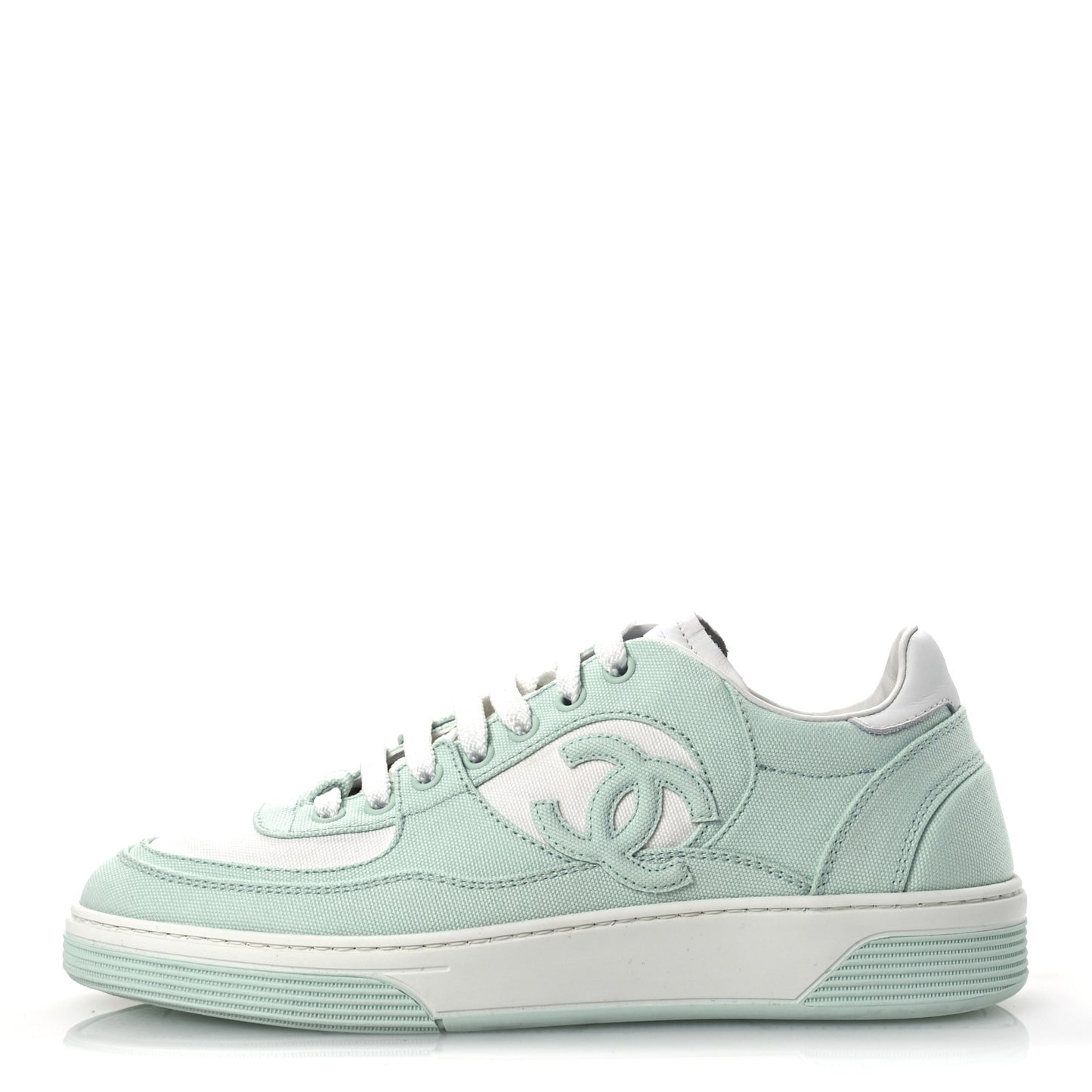 Cotton Sneakers 39.5 Light Turquoise White