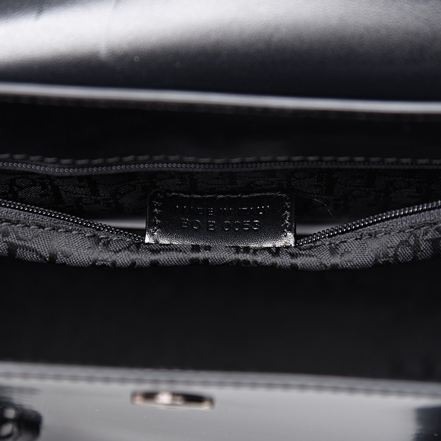 Glazed Calfskin Saddle Shopper Black