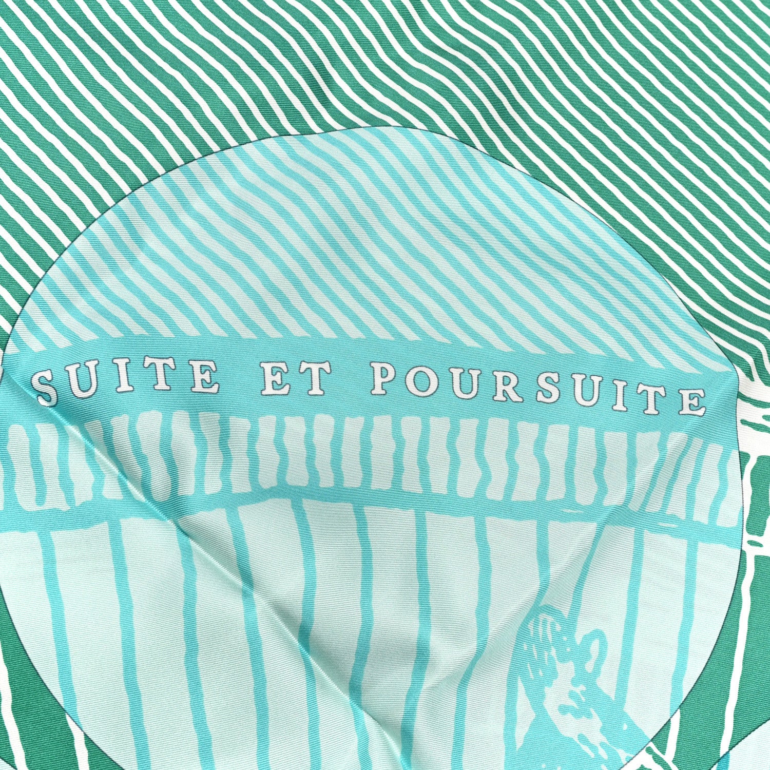 Hermes Silk Geant Suite Et Poursuite Scarf 140 Vert Rouge Turquoise 5 of 5