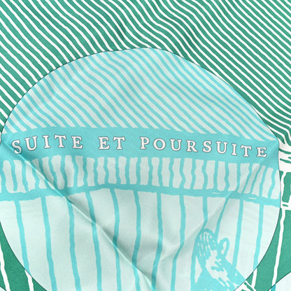 Hermes Silk Geant Suite Et Poursuite Scarf 140 Vert Rouge Turquoise 5 of 5