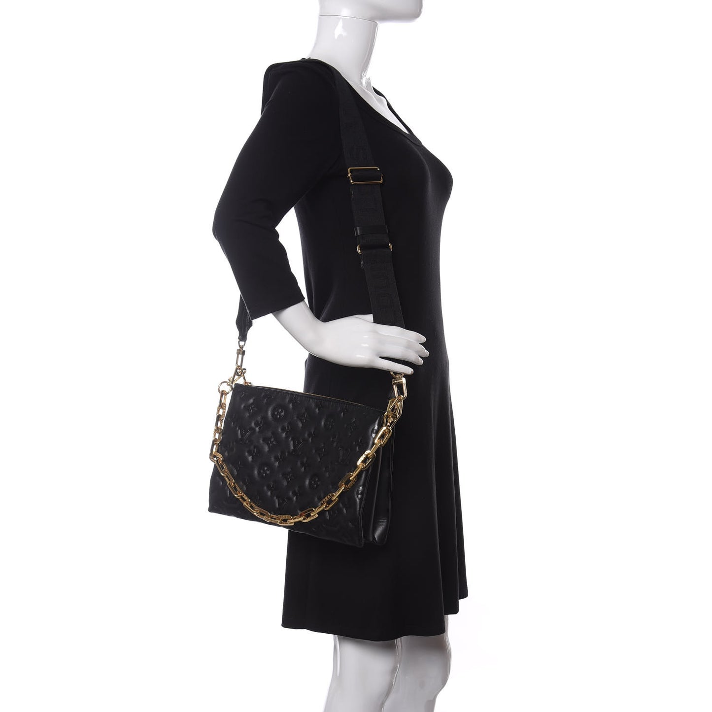 Lambskin Embossed Monogram Coussin PM Black