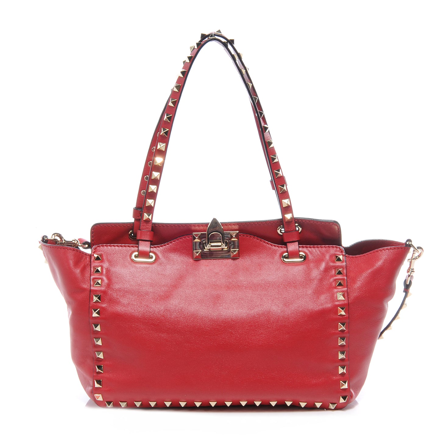Vitello Small Rockstud Tote Rosso Valentino