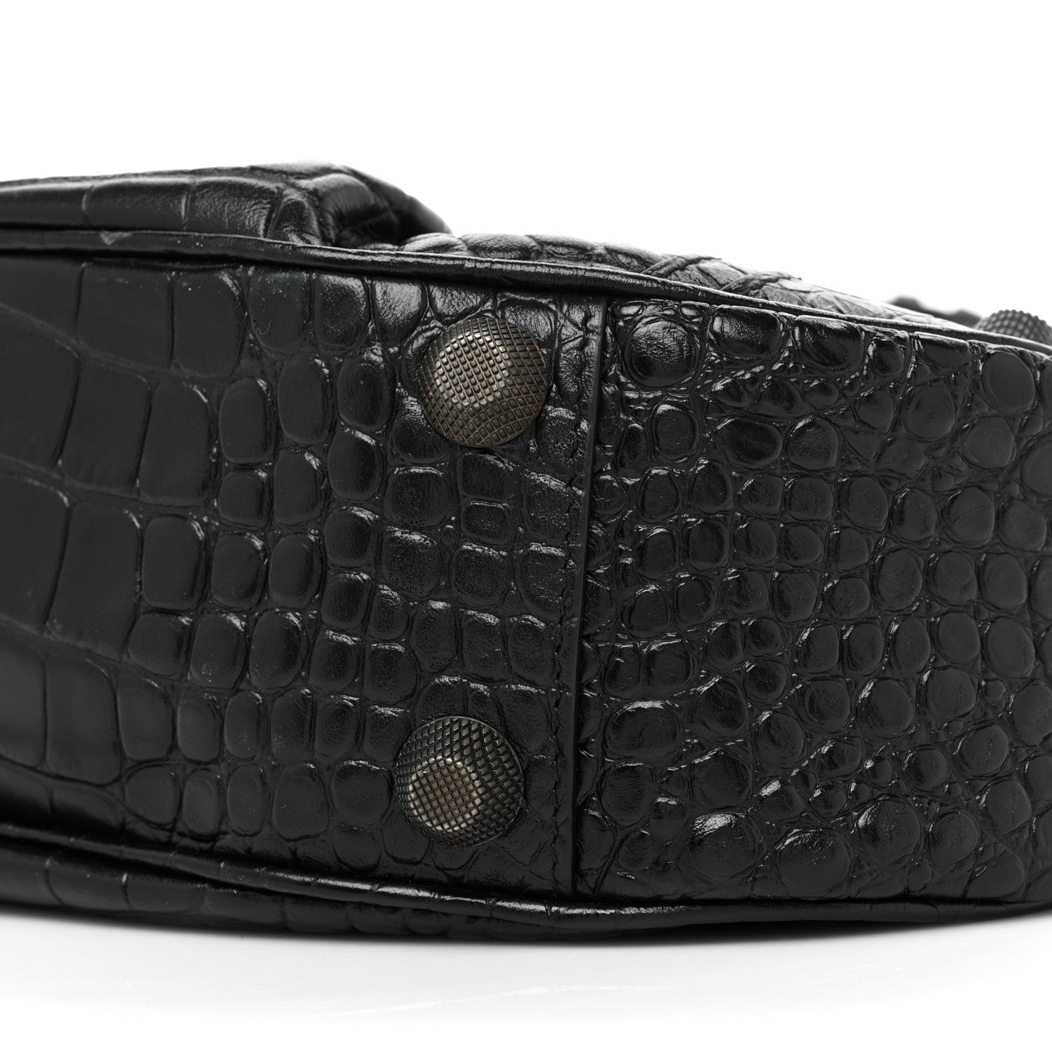 Balenciaga Extra Supple Calfskin Crocodile Embossed Monochrome Small Le Cagole Shoulder Bag Black 8 of 10